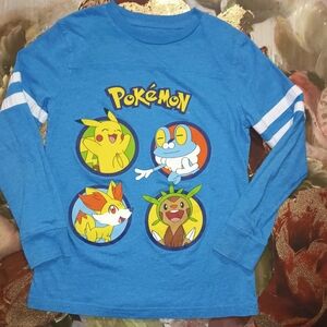 Pokemon Blue Long Sleeve Shirt with Characters